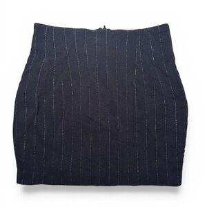 Vintage Y2K Caché Skirt Black Silver Pinstripe Mini